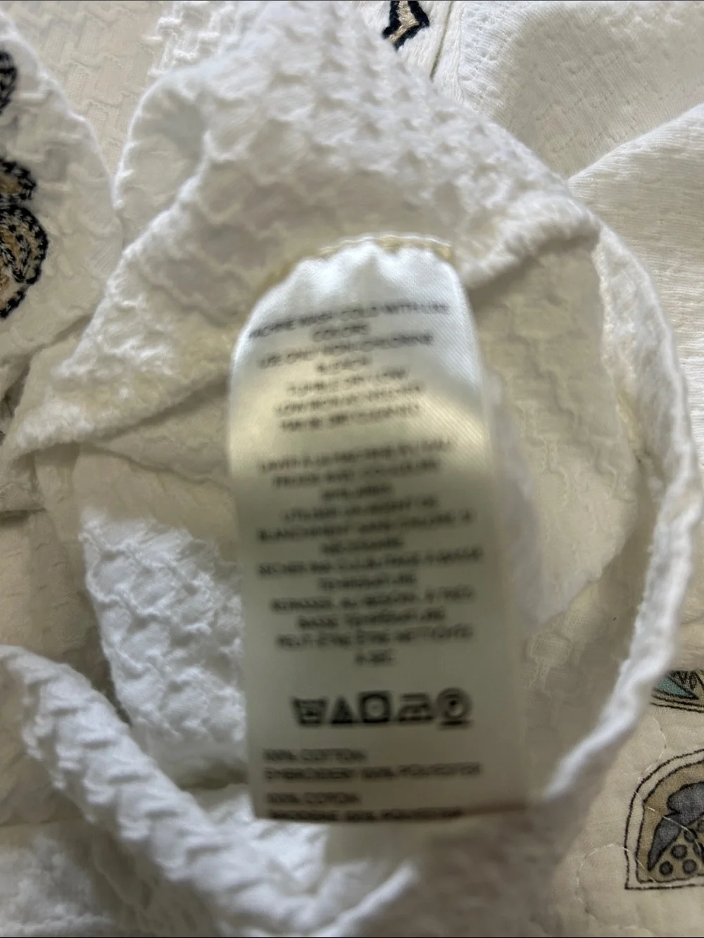 Anthropologie White Blouse with Black Embroidery
